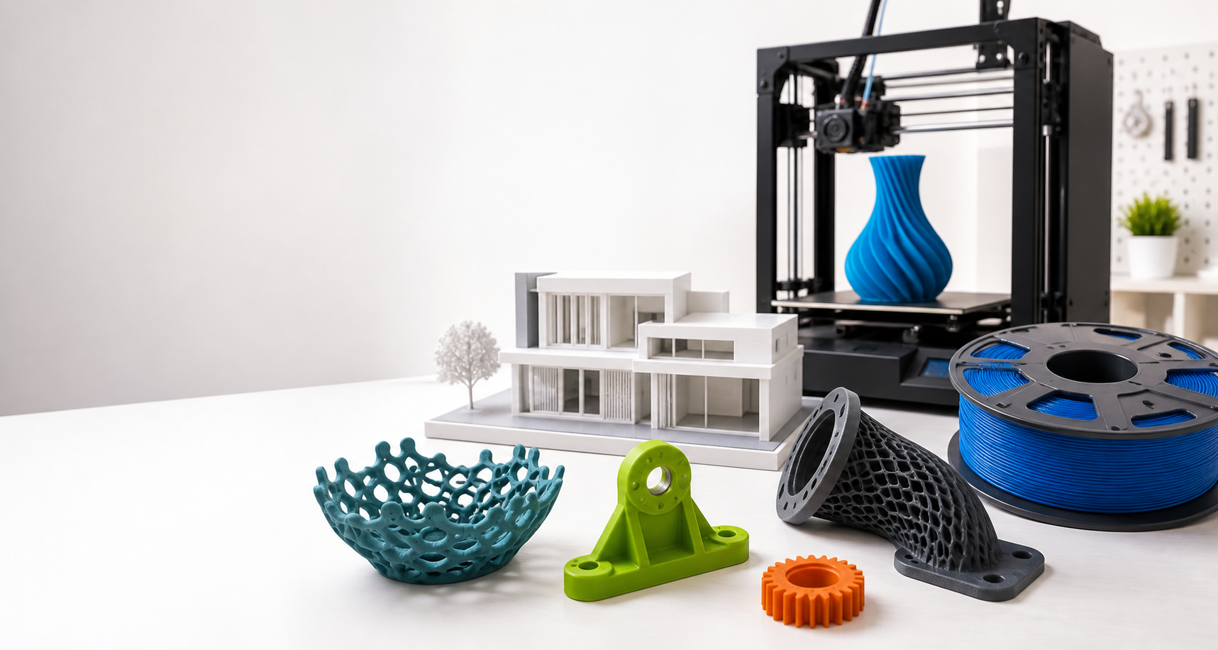 3D printer, architectural scale model, functional brackets and printed components